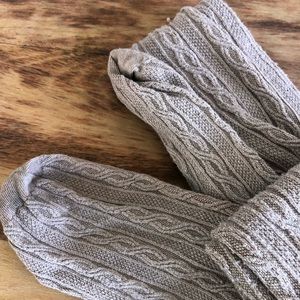 Tan Knit Pattern Footed Tights